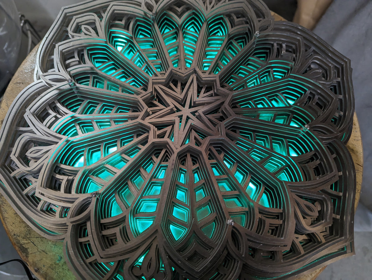 Laser Cut Mandala Layered Art - RGB and Burner Options